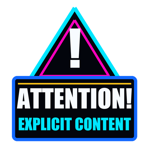 Attention explicit content design from the mixed holographic sticker pack