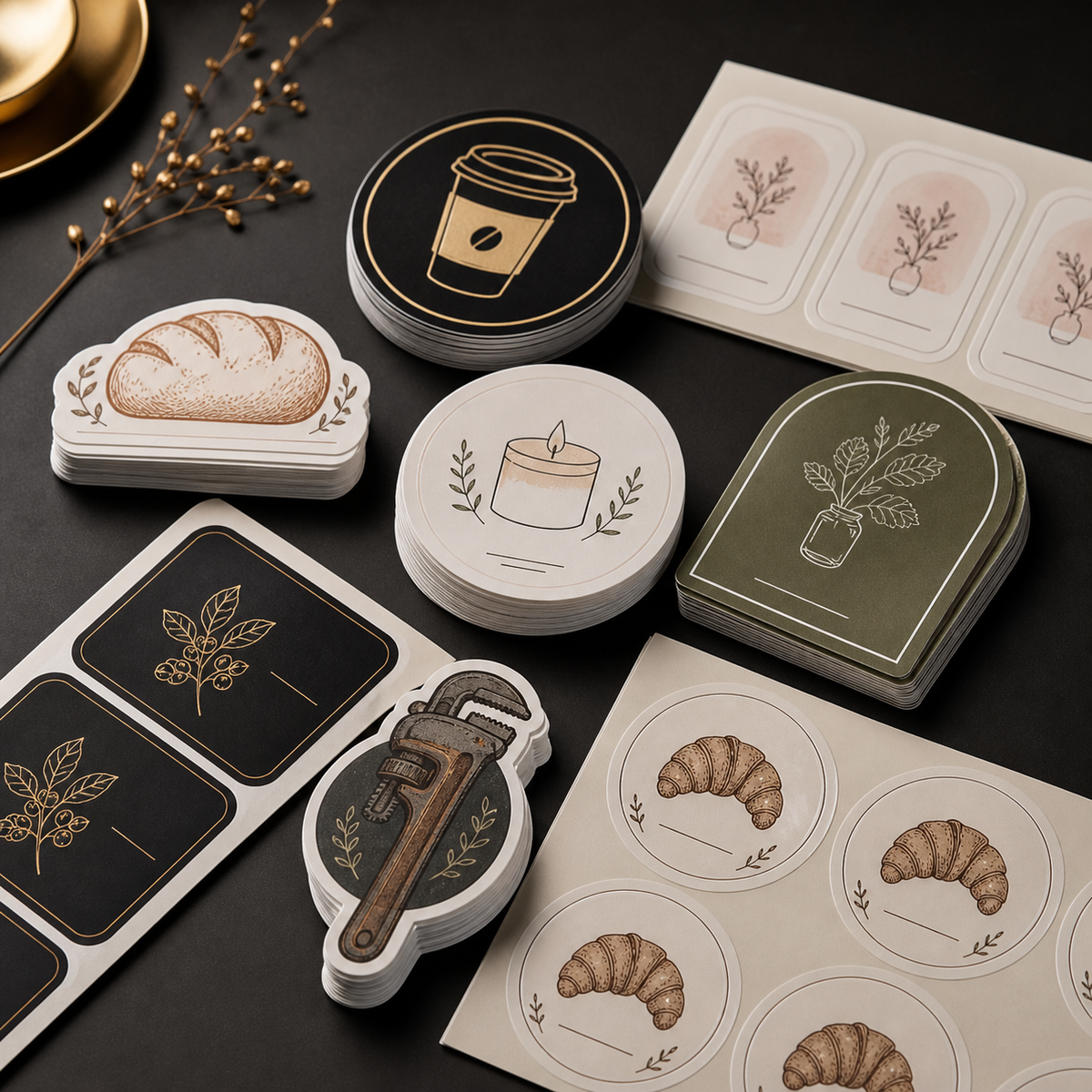 Custom printed vinyl stickers and business labels by AM Signs and Prints