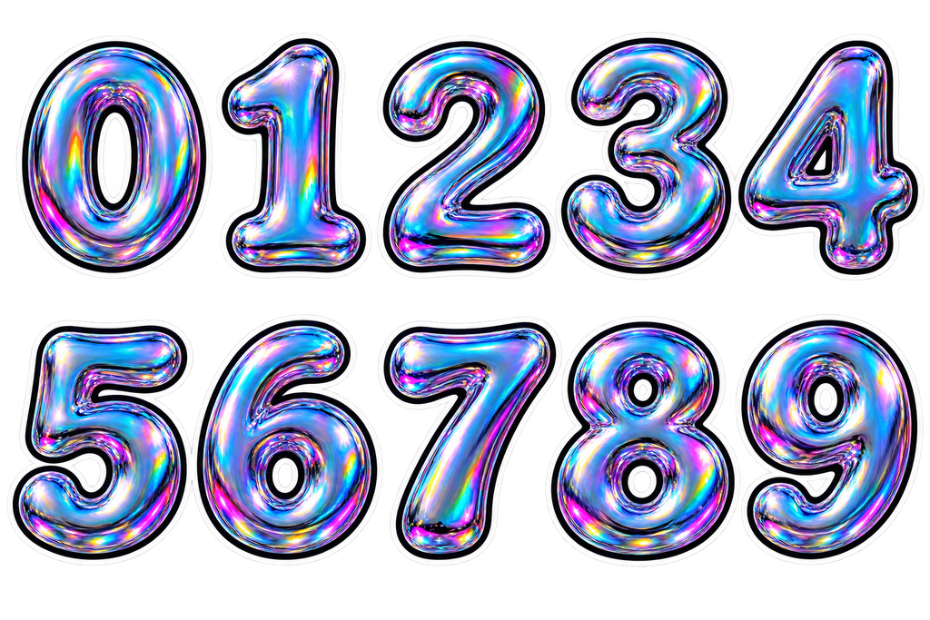 Liquid Chrome personalised holographic number style