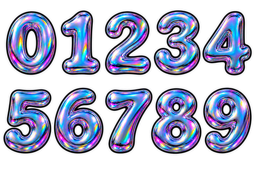 Liquid Chrome personalised holographic number style